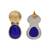 Handcrafted dual plated silver blue stone earrings