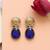 Handcrafted dual plated silver blue stone earrings