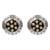 Oxidised floral kundan silver stud earrings