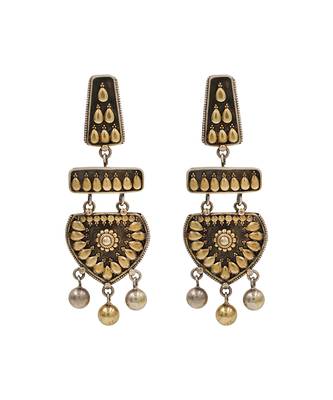 Dual plated handcrafted silver statement earrings 1