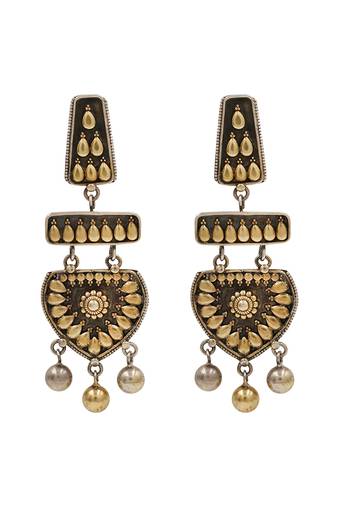 Dual plated handcrafted silver statement earrings