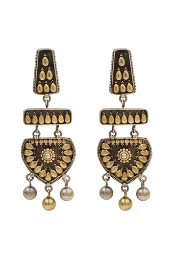 Dual plated handcrafted silver statement earrings