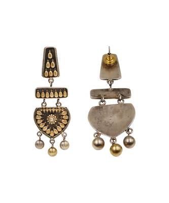 Dual plated handcrafted silver statement earrings 2