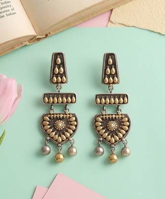 Dual plated handcrafted silver statement earrings 3
