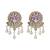 Dual tone silver kundan floral earrings