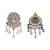 Dual tone silver kundan floral earrings