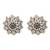 Silver kundan pearl border stud earrings