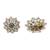 Silver kundan pearl border stud earrings