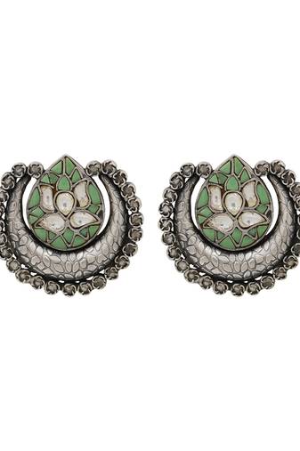 Heritage lotus oxidised silver earrings