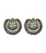 Heritage lotus oxidised silver earrings