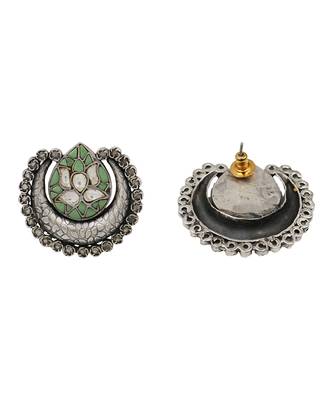 Heritage lotus oxidised silver earrings 2