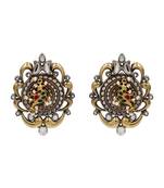 Dual plated bird motif kundan statement earrings