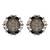 Oxidised floral black stone silver earrings