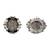 Oxidised floral black stone silver earrings