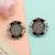 Oxidised floral black stone silver earrings