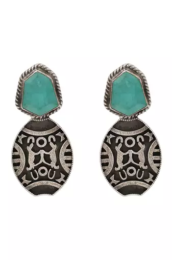 Oxidised silver statement earrings