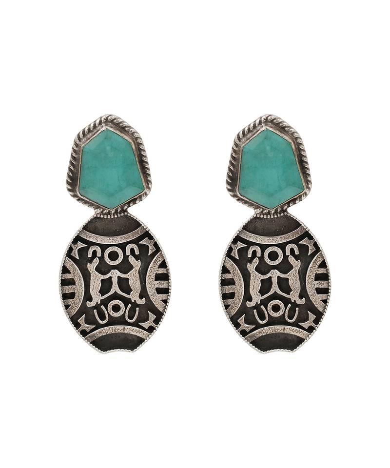 Oxidised silver statement earrings