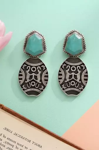 Oxidised silver statement earrings