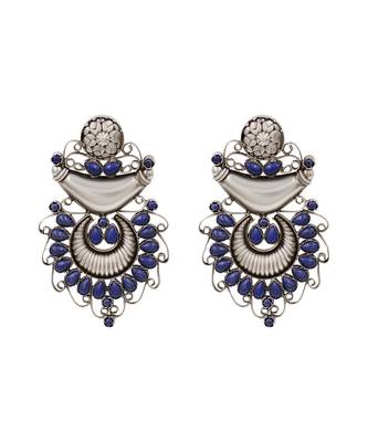 Handcrafted oxidised silver lapis stone earrings 1