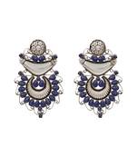 Handcrafted oxidised silver lapis stone earrings