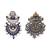 Handcrafted oxidised silver lapis stone earrings