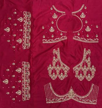 Rani Pink Color Embroidered,Beads,Zari And Sequins Work Silk _Blend Lehnega Choli 5