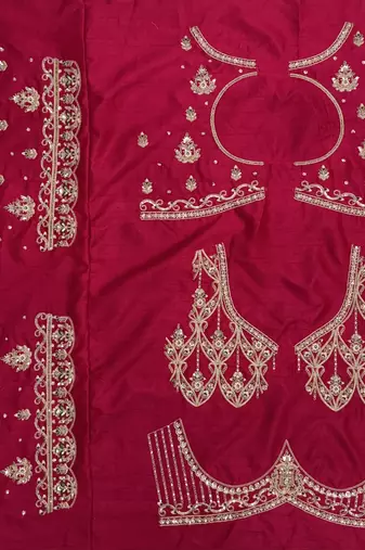Rani Pink Color Embroidered,Beads,Zari And Sequins Work Silk _Blend Lehnega Choli