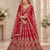 Red Color Embroidered,Beads,Zari And Sequins Work Silk _Blend Lehnega Choli