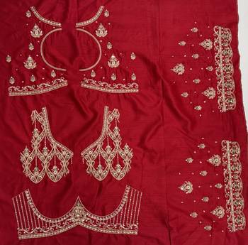 Red Color Embroidered,Beads,Zari And Sequins Work Silk _Blend Lehnega Choli 5