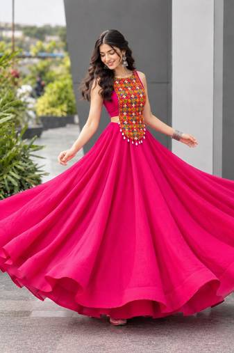 Pink Thread Navratri Lehenga Choli