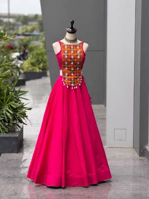 Pink Thread Navratri Lehenga Choli 2