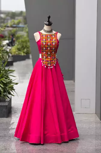 Pink Thread Navratri Lehenga Choli
