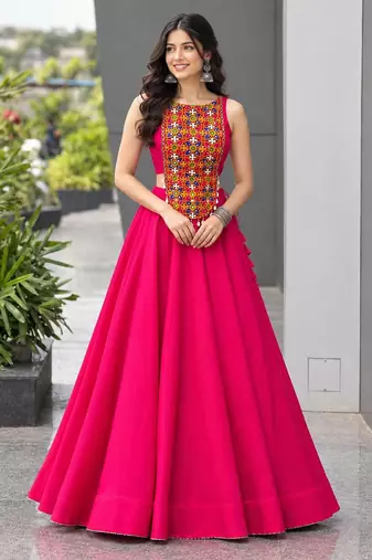 Pink Thread Navratri Lehenga Choli