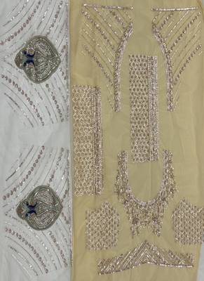Cream Color Embroidered,Beads,Zari And Sequins Work Net Lehnega Choli 5