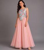 Blue Pink Printed Cotton Silk Co ord set