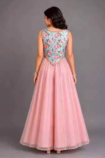 Blue Pink Printed Cotton Silk Co ord set