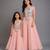 Blue pink printed cotton silk mother daughter combo co ord set