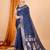 Navy blue zari work banarasi silk saree with blouse