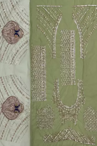 Light Green Color Embroidered,Beads,Zari And Sequins Work Net Lehnega Choli