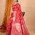 red zari work banarasi silk blend saree with blouse