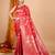 red zari work banarasi silk blend saree with blouse