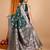dark green zari work banarasi silk blend saree with blouse