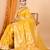 yellow zari work banarasi silk blend saree with blouse