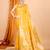 yellow zari work banarasi silk blend saree with blouse
