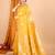 yellow zari work banarasi silk blend saree with blouse