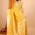 yellow zari work banarasi silk blend saree with blouse