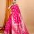 rani pink zari work banarasi silk blend saree with blouse