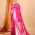 rani pink zari work banarasi silk blend saree with blouse
