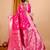 rani pink zari work banarasi silk blend saree with blouse