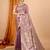 lavender zari work banarasi silk blend saree with blouse